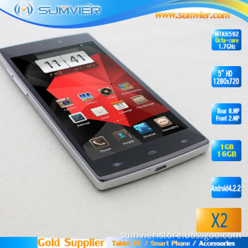 5 Inch Mtk6592 Octa Core RAM 1GB ROM 16GB Android 4.2 OS Mobile Phone X2